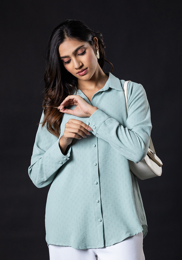 LISA LONG SLEEVE GREEN BLOUSE